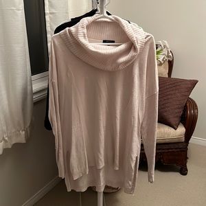 RW & CO long sweater with cowl neck, size L. Light cream colour.